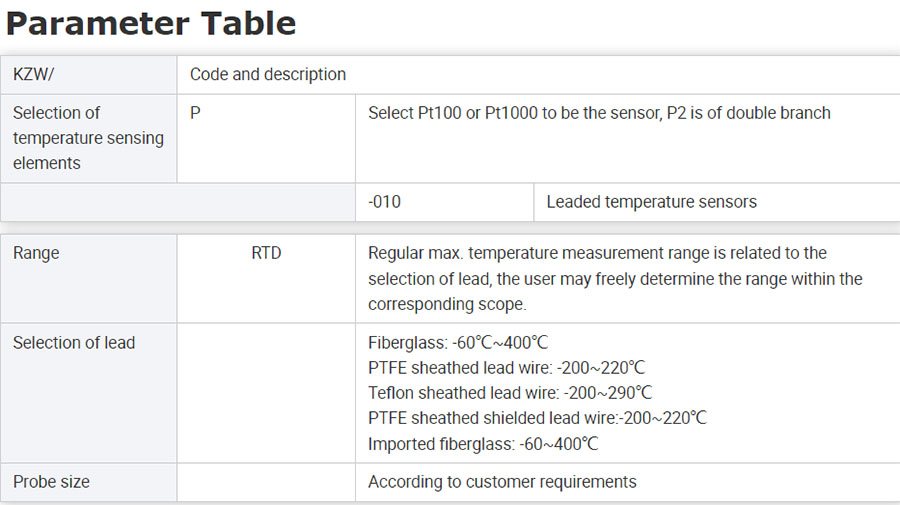 Lead-type high-temperature PT100/PT1000 platinum thermistor