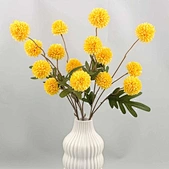 Realistic Yellow Artificial Pompom Flowers Handmade PU Material for Indoor Decoration and Table Decorations Simulated Feel