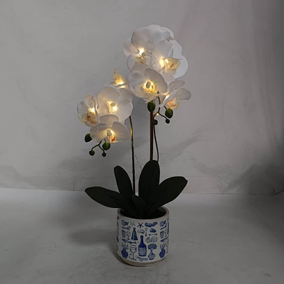 Artificial Plant Factory Indoor Hot Selling Potted Plants Artificial Natural Orchid Potted Plant Wedding Easter Home Evergreen