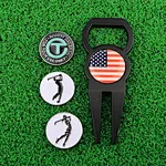 Pitchfork and Ball Marker Custom Cheap Multi Function Pitch Fork Tool Metal Magnetic Bottle Opener Golf Divot Repair Tool Set