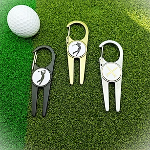 Wholesale Manufacturer Free Laser Custom Luxury Multifunctional Hook Pitch Fork Golf Divot Repair Tool