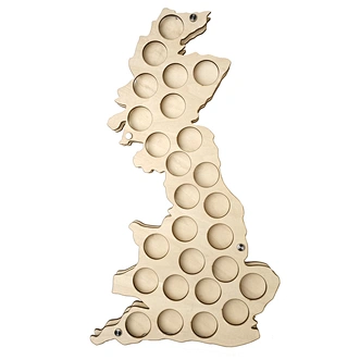 Wooden UK Map Collection Wall Panel Golf Display Shelf