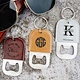 Custom Portable Creative Metal Business Dog Tag Leather Laser Engraved Card Bottle Opener Keychain