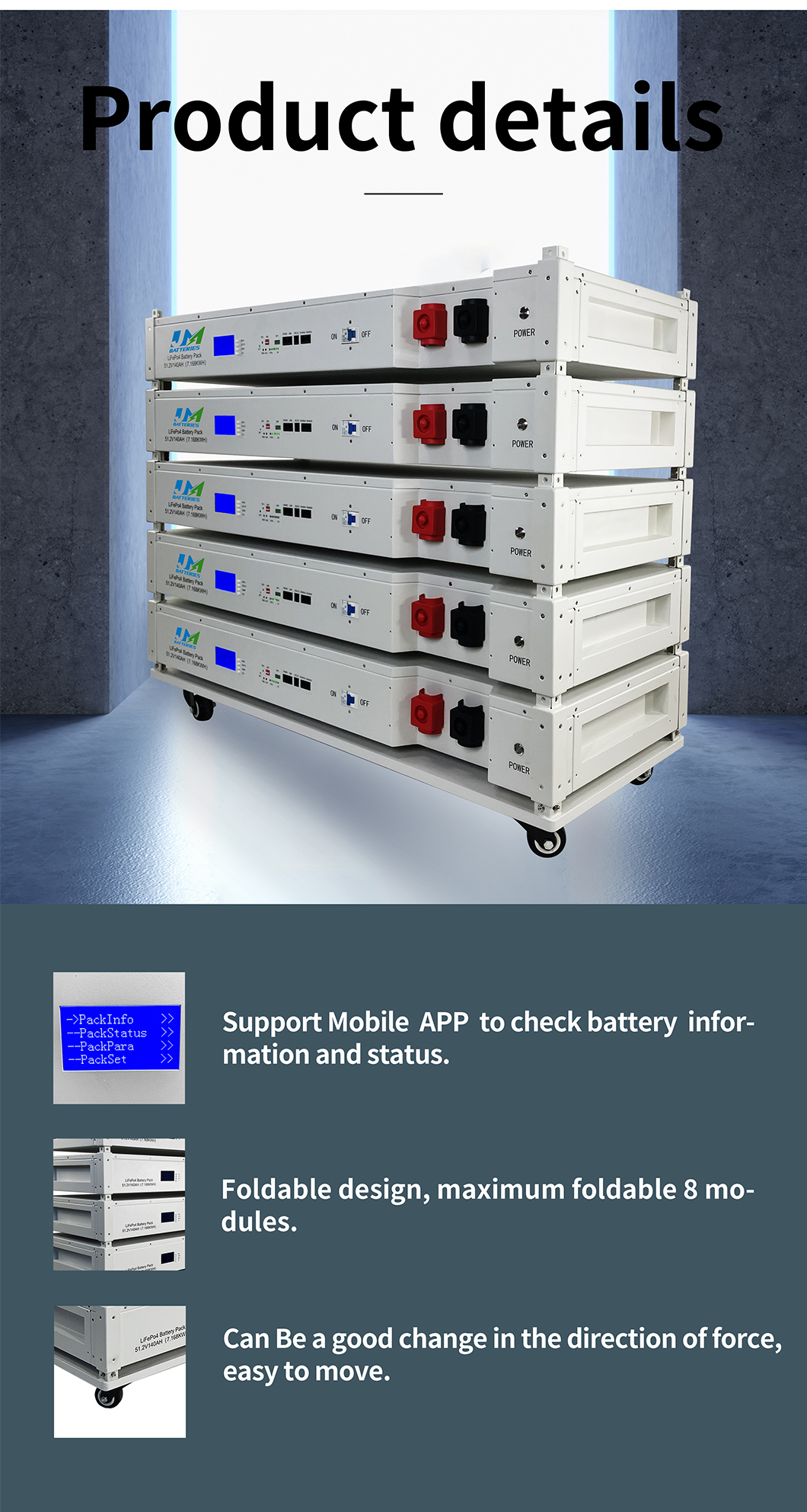 140V stackable battery