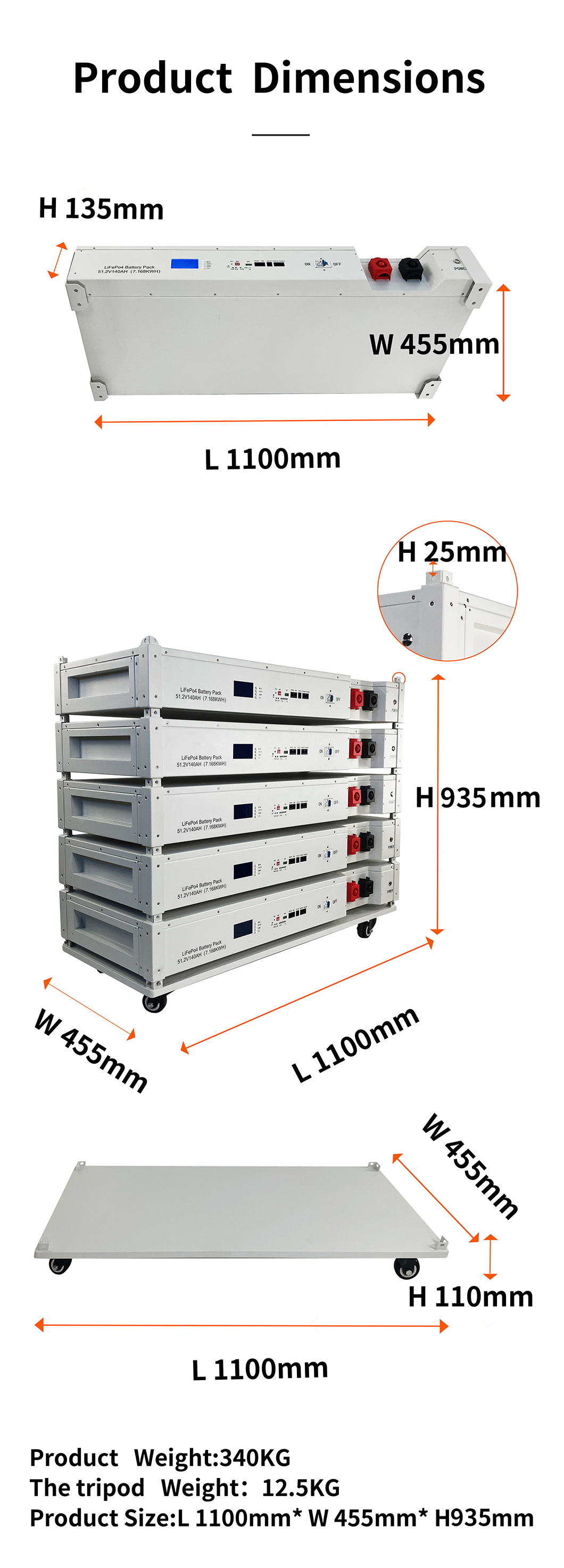 51.2V stackable battery