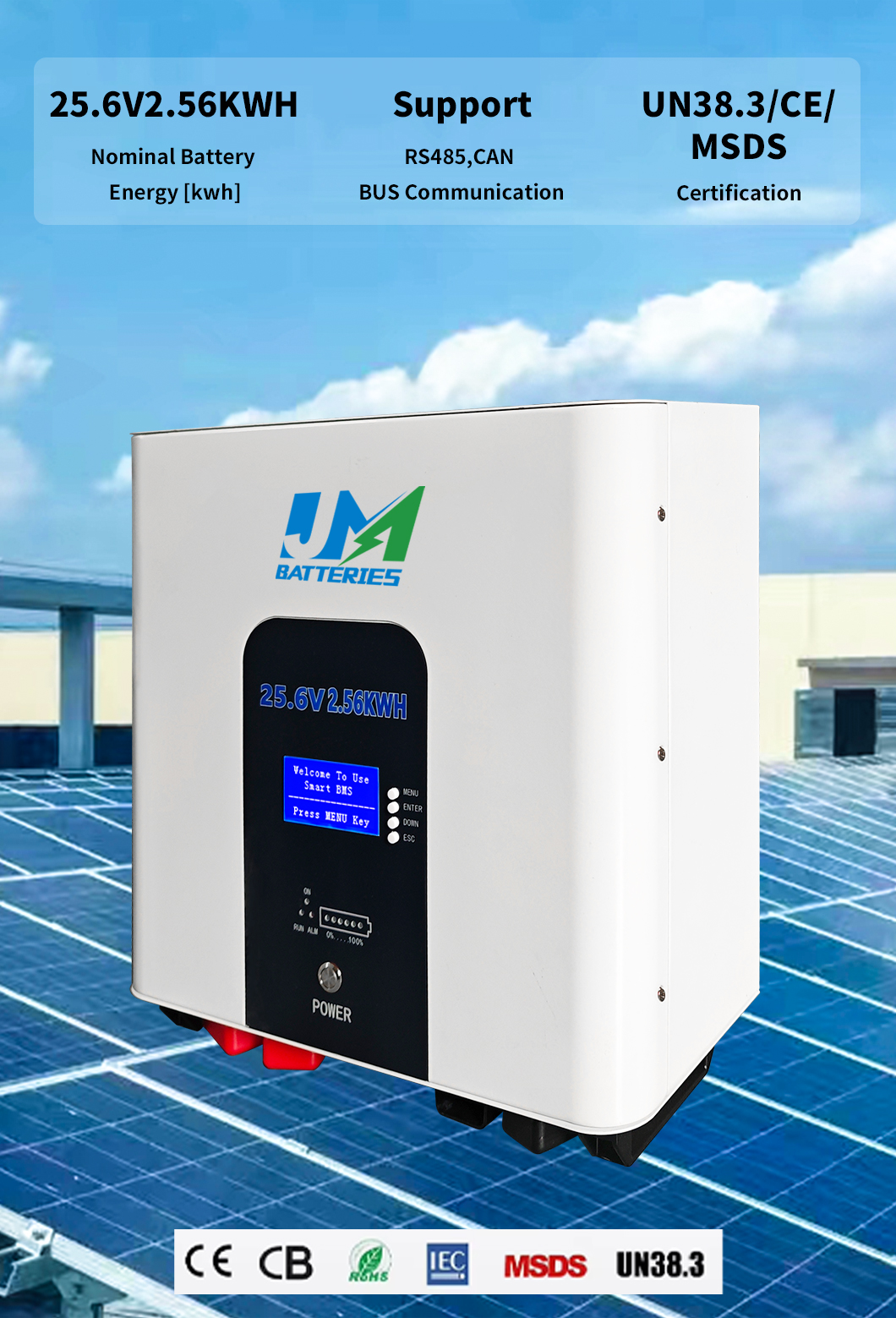 2.56kWh wall-mounted BESS battery