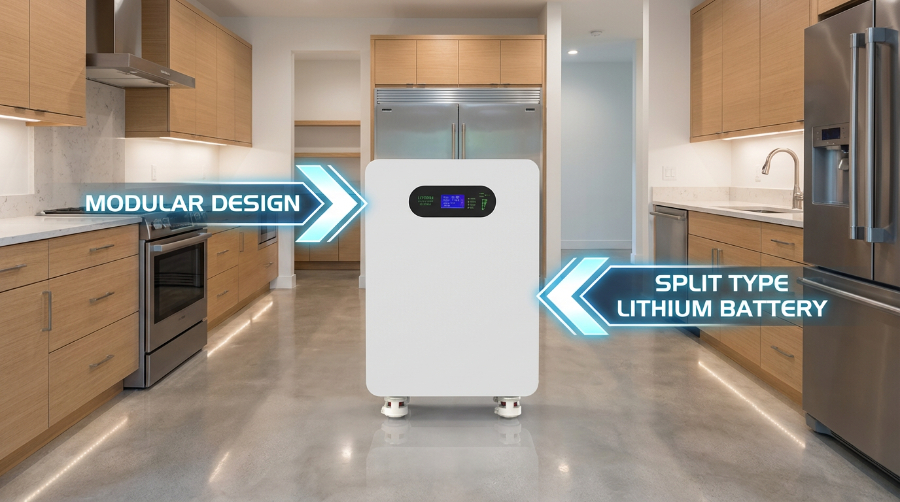 Modularer Aufbau der geteilten JMEnergyTech-Lithiumbatterie für eine einfache Installation