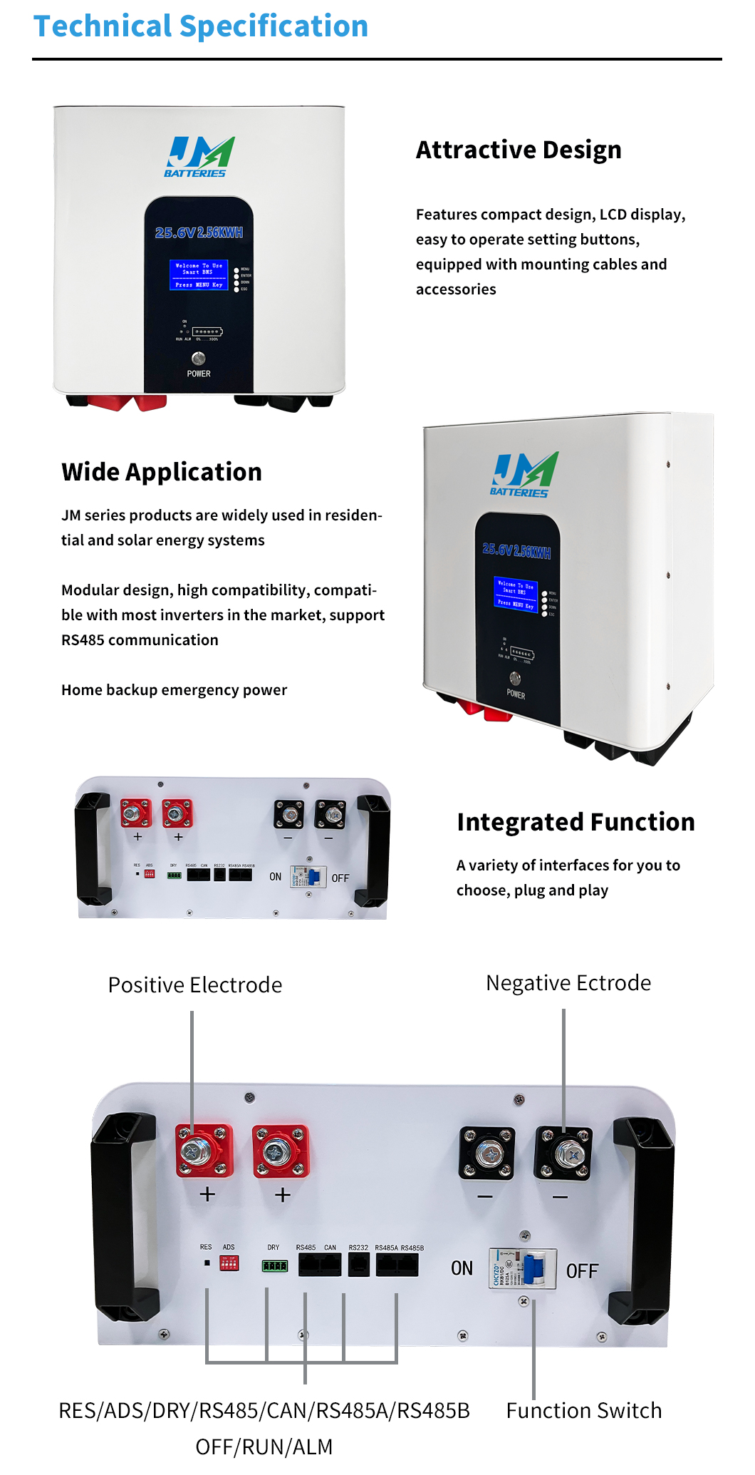 2.56kWh wall-mounted BESS battery