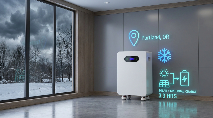 Winterladespeicher-Heimenergiebatterie Oregon-Fallstudie mit Split-Typ-Lithiumbatterie