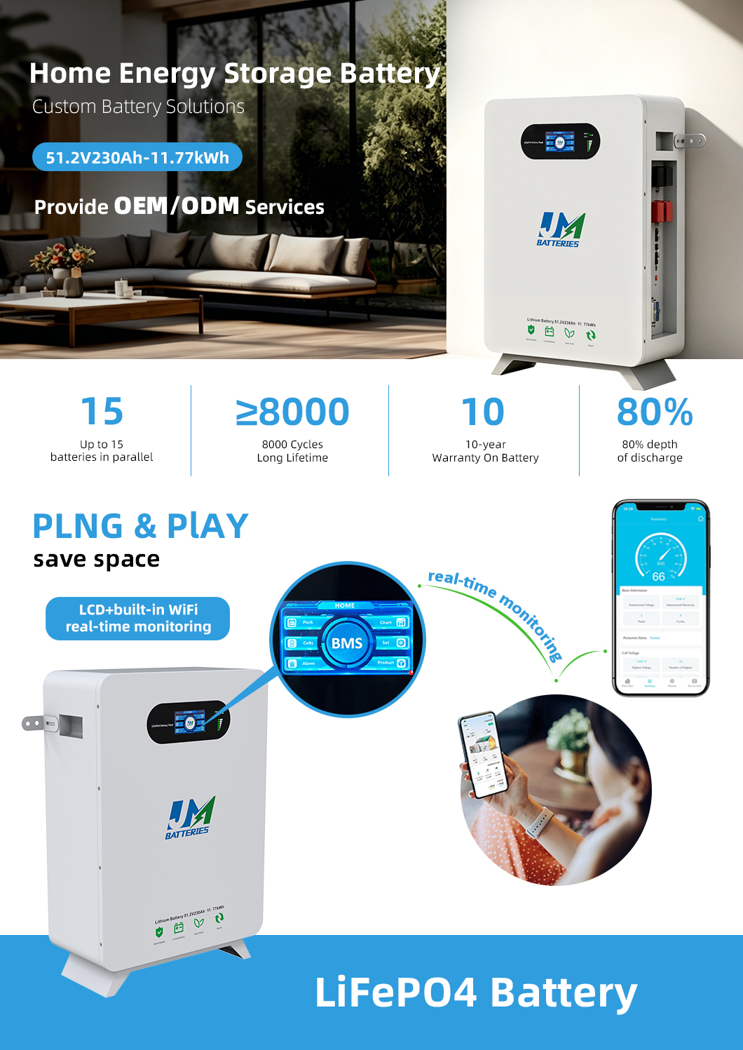 51.2V 230Ah powerwall pack