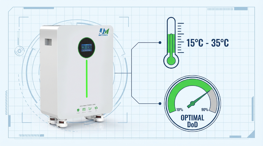 JMEnergyTech Battery Optimal Temperature and Depth of Discharge (DoD) Maintenance
