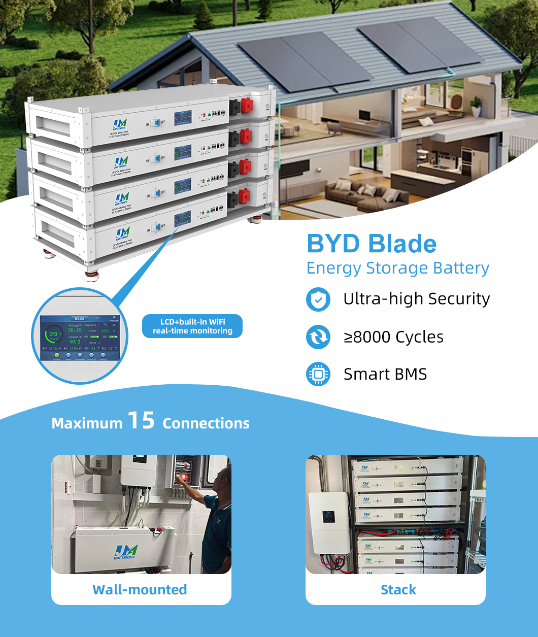 stackable 7kWh lifepo4 battery