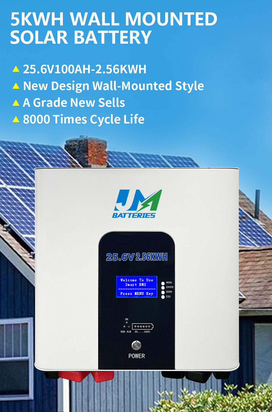 2.56kWh wall-mounted BESS battery
