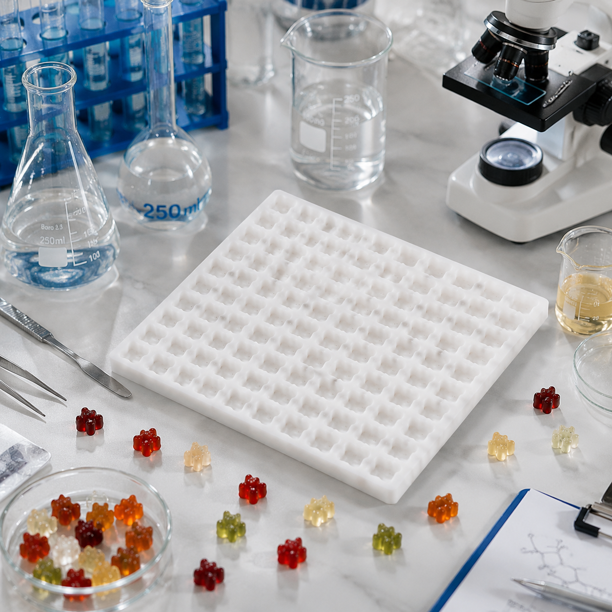 Dense cavities arranged neatly on one tray allow you to produce dozens of three-dimensional bear shaped products at one time, greatly improving making efficiency compared with single cavity molds.