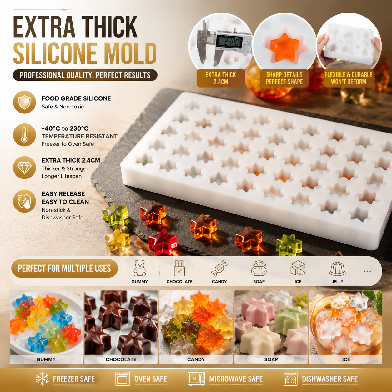 Star shapes are one of the most universally recognizable and highest converting decorative mold designs across every product category — from chocolates and candy to wax melts, resin crafts and bath bombs.