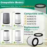 800 series replacement filter
compatible with philips ac0820/40
ac0850/41 purifiers part number
fy0194/30 and fy0293/30
replacement filter for air purifier
household air purifier filter
car air purifier filter
HEPA material filter
RV air purifier filter
o