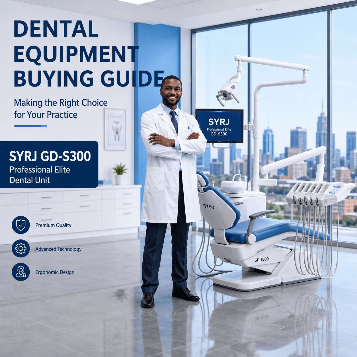 A professional GD-S300 dental chair buying guide for high-frequency clinics, featuring integrated workflow standards and smart ROI solutions by SYRJ Medical, a leading One-stop clinic turnkey solution provider