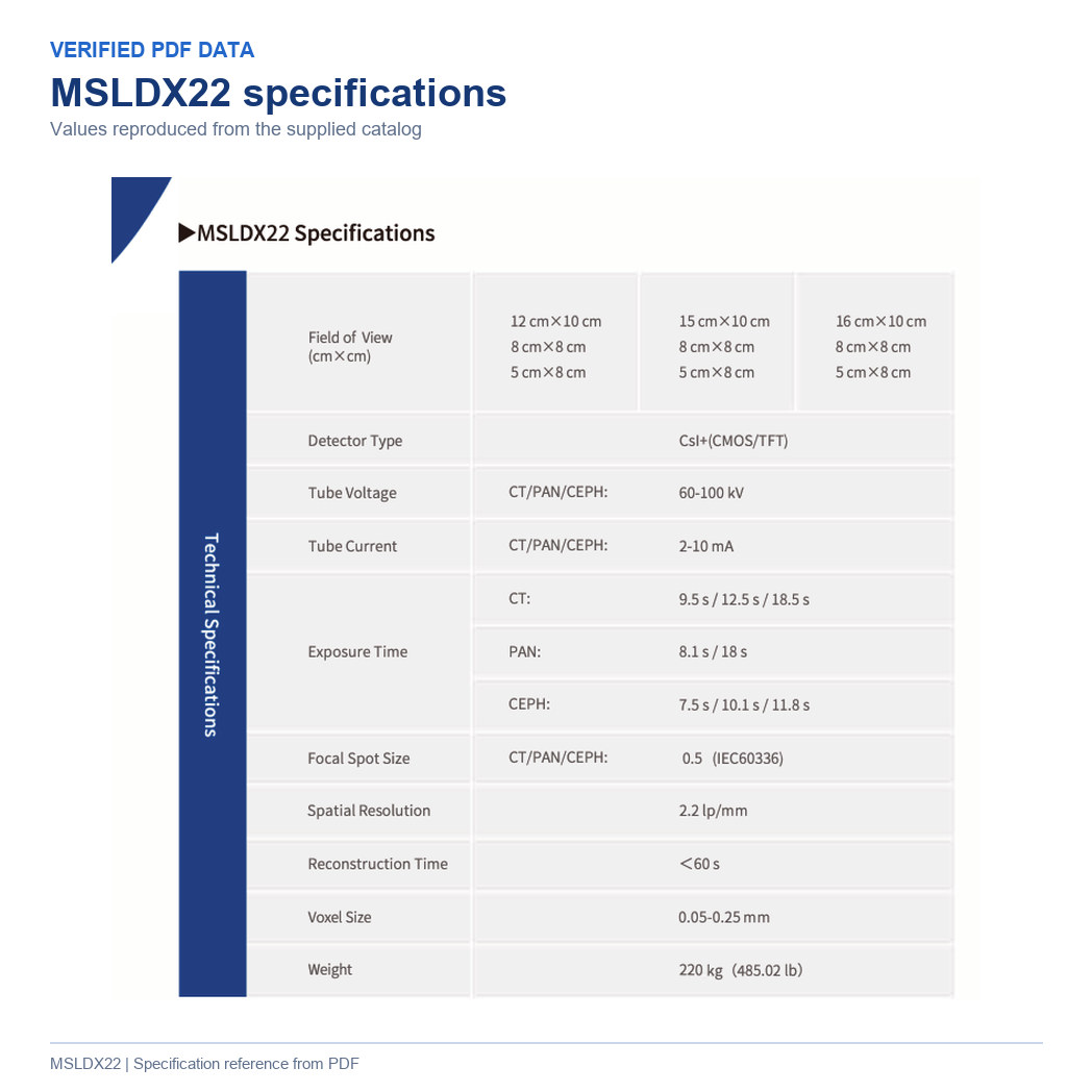 MSLDX22 Specifications