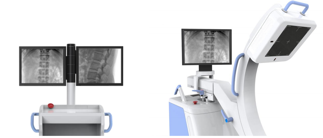 Triple 19-inch monitor setup and touch controls.