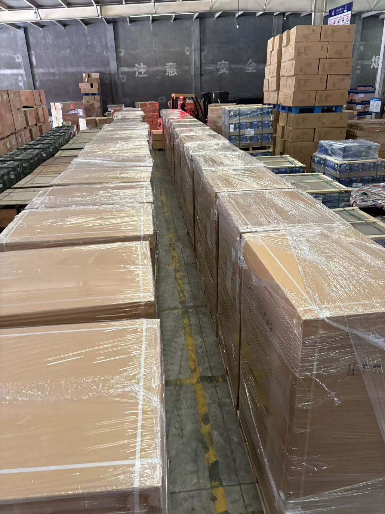 anesthesia equipment ready for container loading.