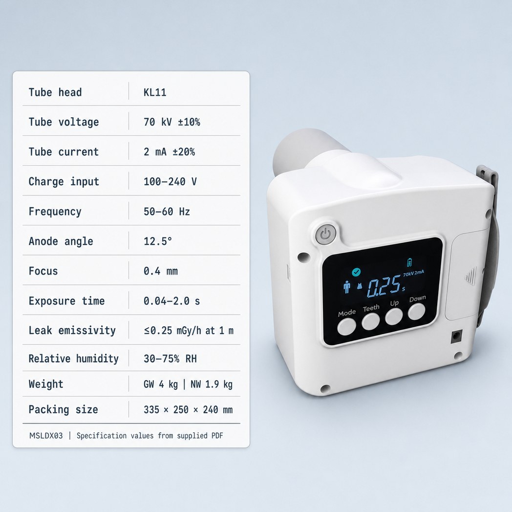 MSLDX03 dental X-ray machine parameters