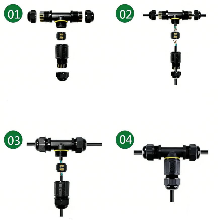 Installation steps for Greenway IP68 3 way waterproof connector M684-T