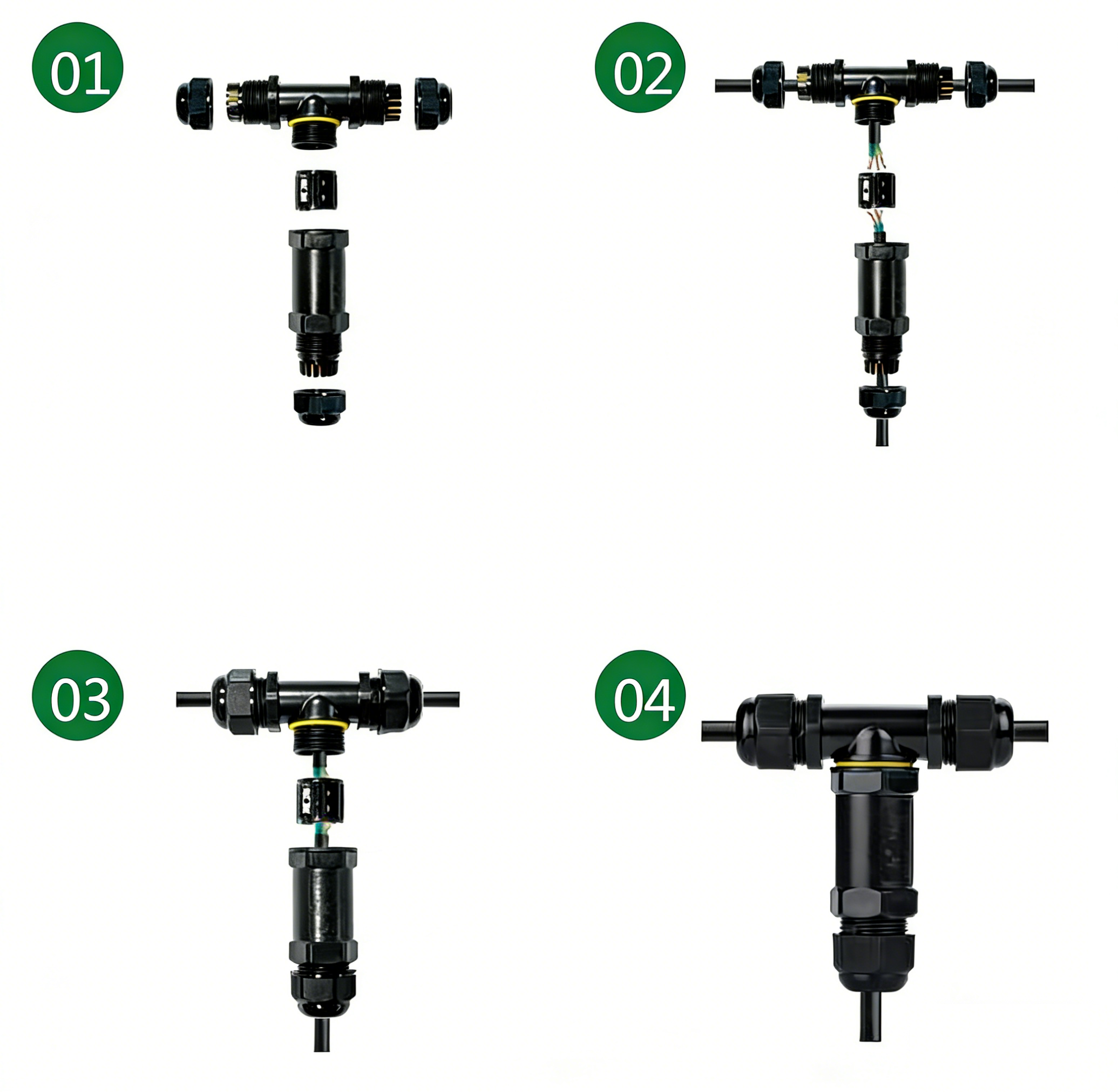 Installation steps for Greenway IP68 waterproof connector M685-TS