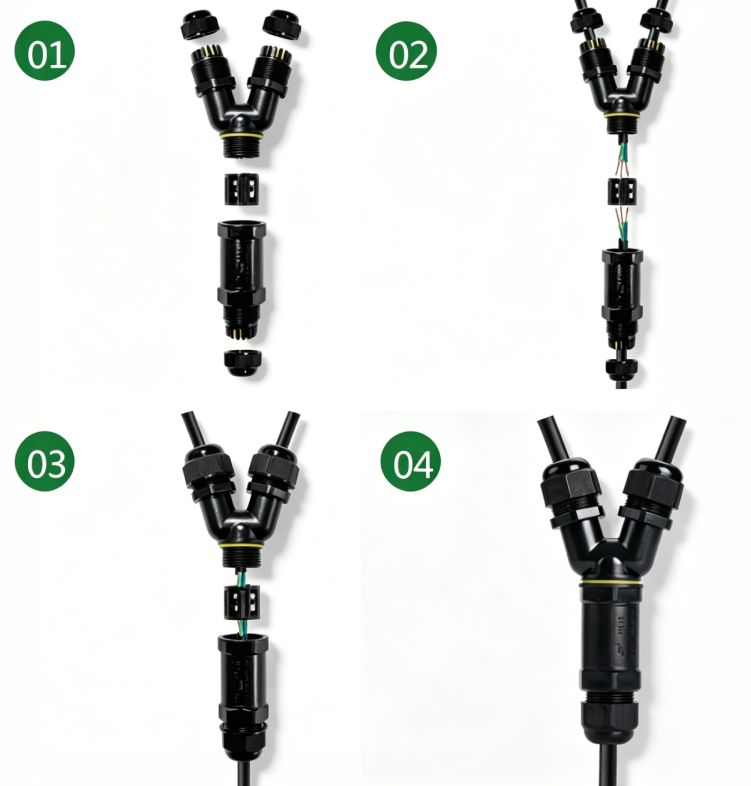 Installation steps for Greenway IP68 waterproof connector M684-D