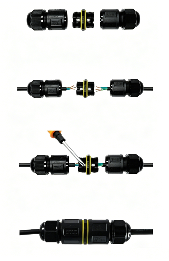 M684-B IP68 waterproof cable connector wiring steps