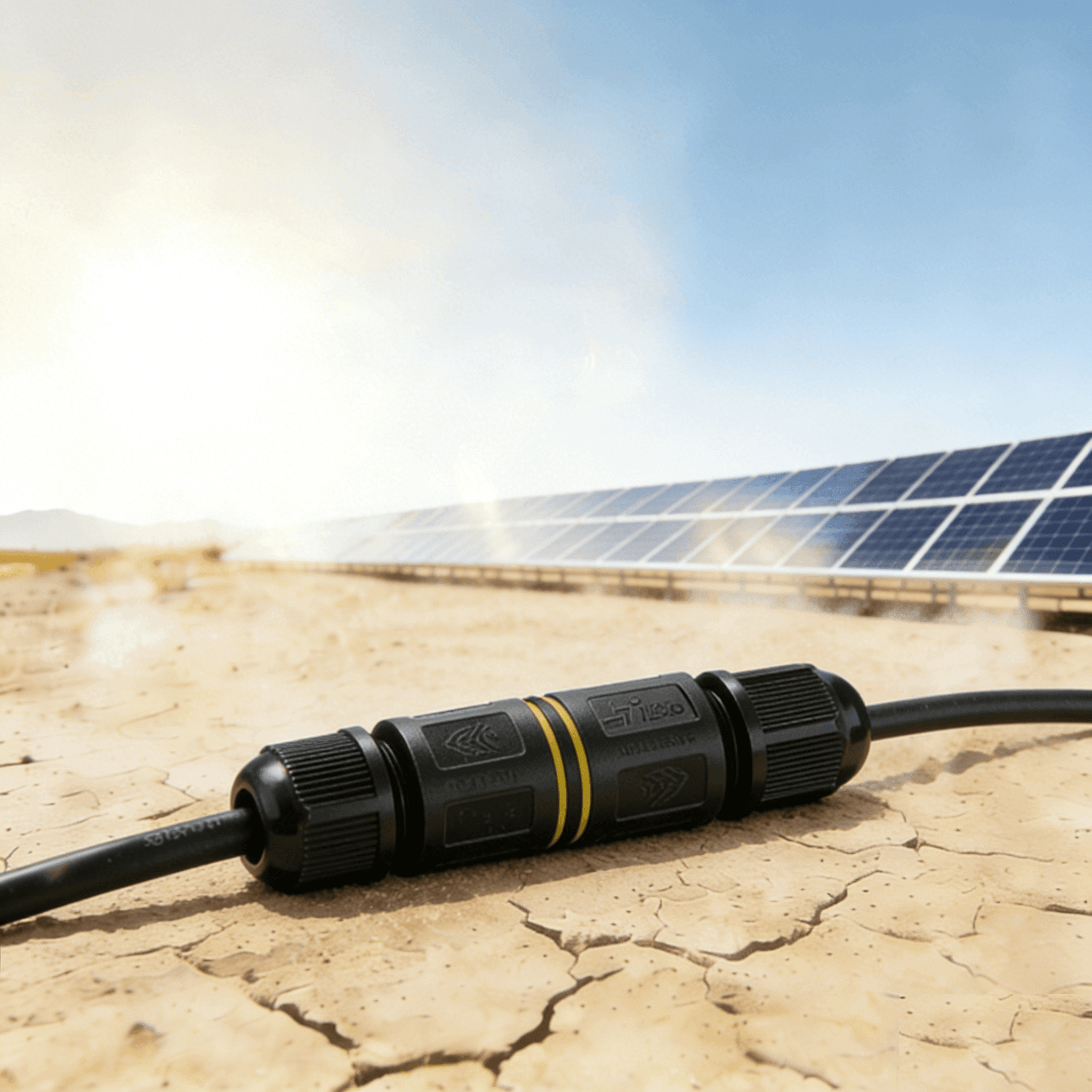 Wiring diagram for solar system with waterproof connector in desert