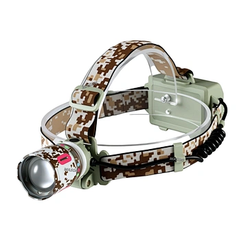 Wason New Hot Sale High Power Zoom Rechargeable Led Camouflage Headlamp With Middle SMD Camping Light and Rear Red Warning Light