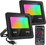Wason 16 Million Colors 40W APP Flood Lights RGBCW Smart Timing and Music Sync Floodlights 20 Modes Wall Washer Stage Light