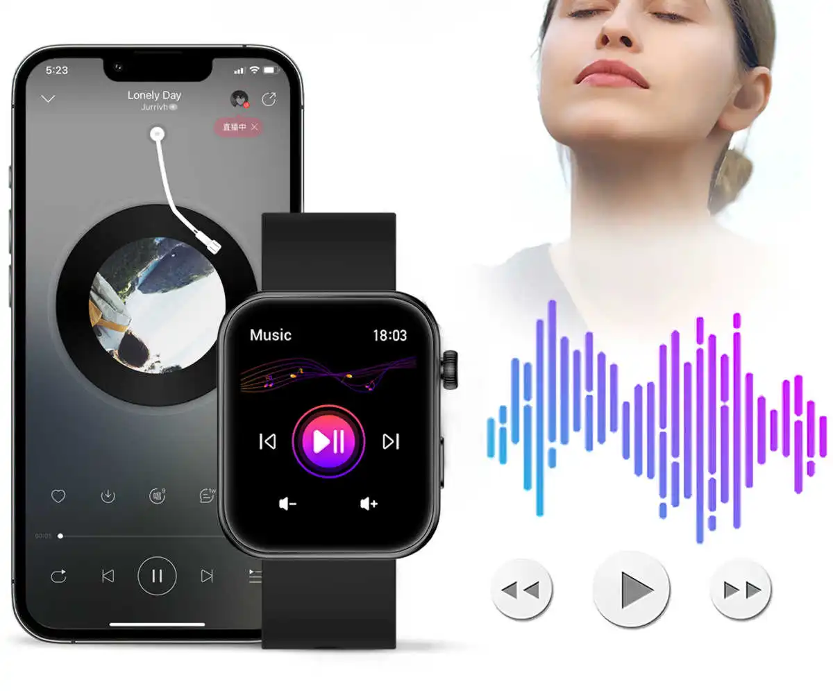 Demonstration of the Music Playback Controls in Kaliho J11 Smart Watch