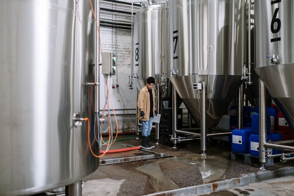 Y-type strainer installation diagram at brewery whirlpool outlet station