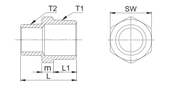 reducing hex nipple