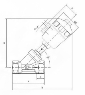pneumatic angle seat valve