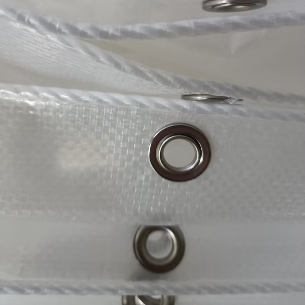 Clear Tarpaulin with Eyelets – Close-Up of Steel Buckle Edge Detail