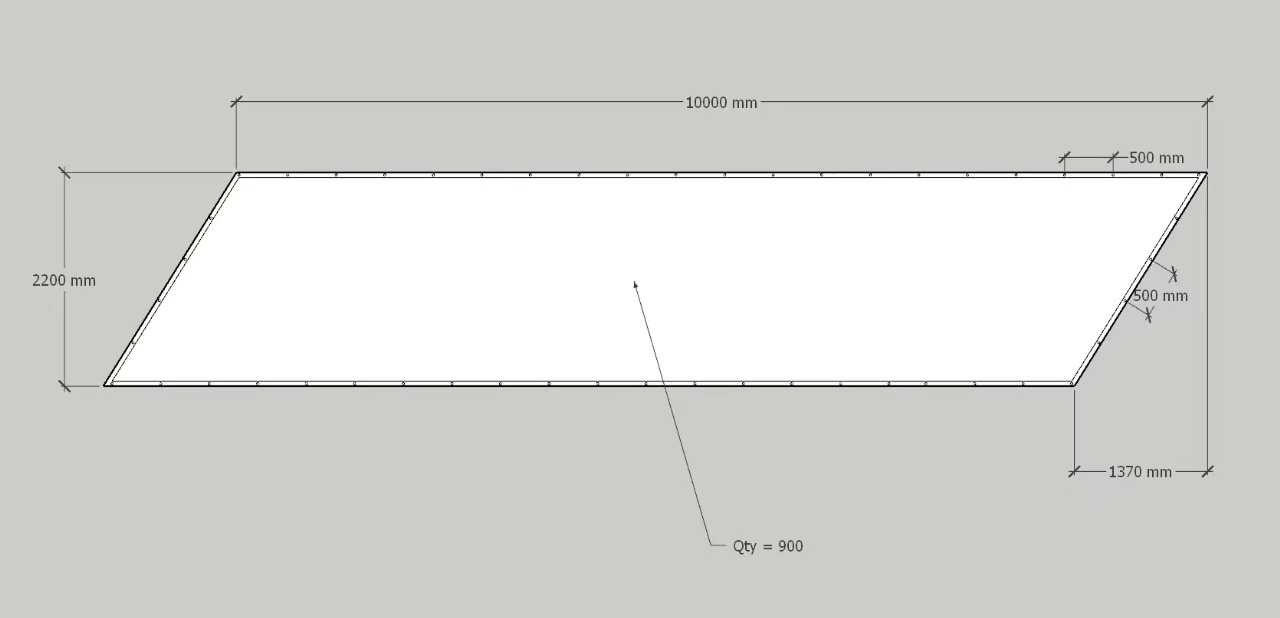 Clear tarpaulin – Parallelogram Rain Shelter Design Layout
