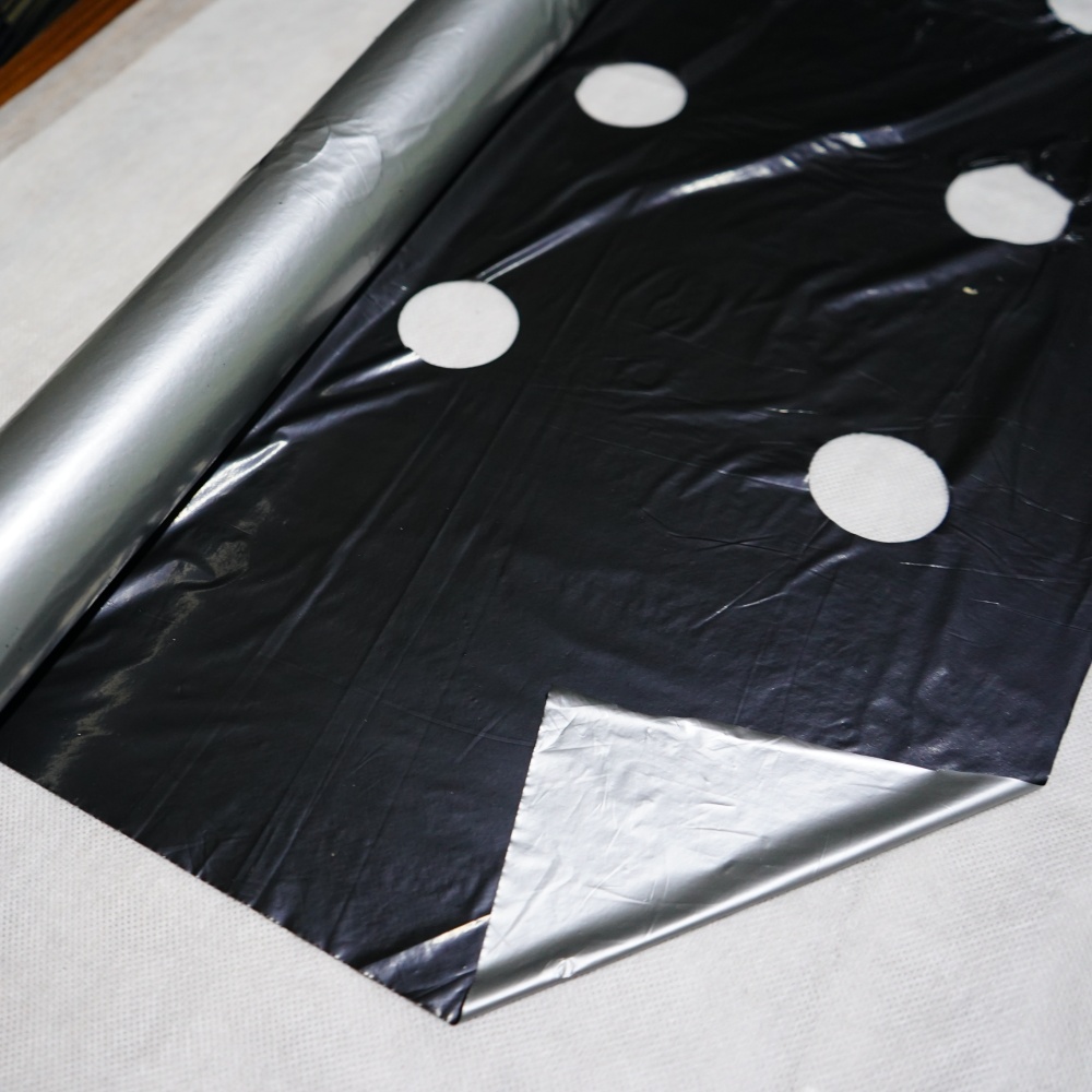 Silver reflective plastic mulch – Perforations Customizable on Request