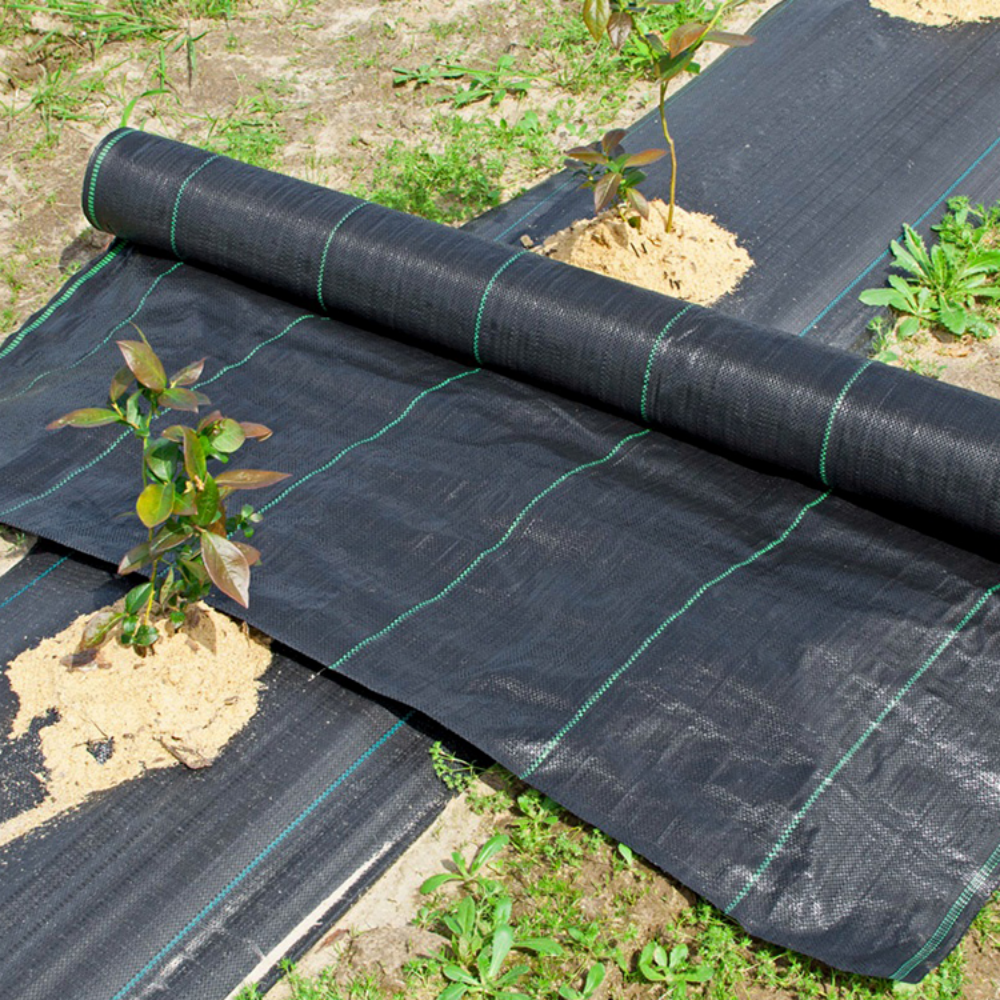 Woven Weed Mat – Black Striped PP Weed Control Fabric