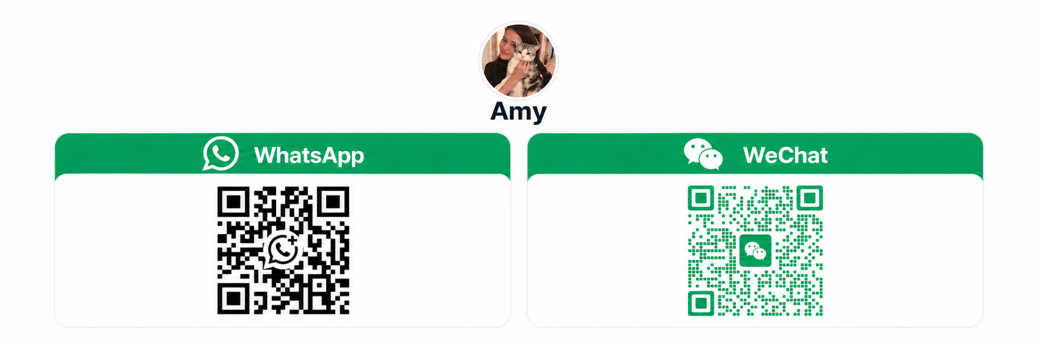 Amy WhatsApp and WeChat contact QR codes
