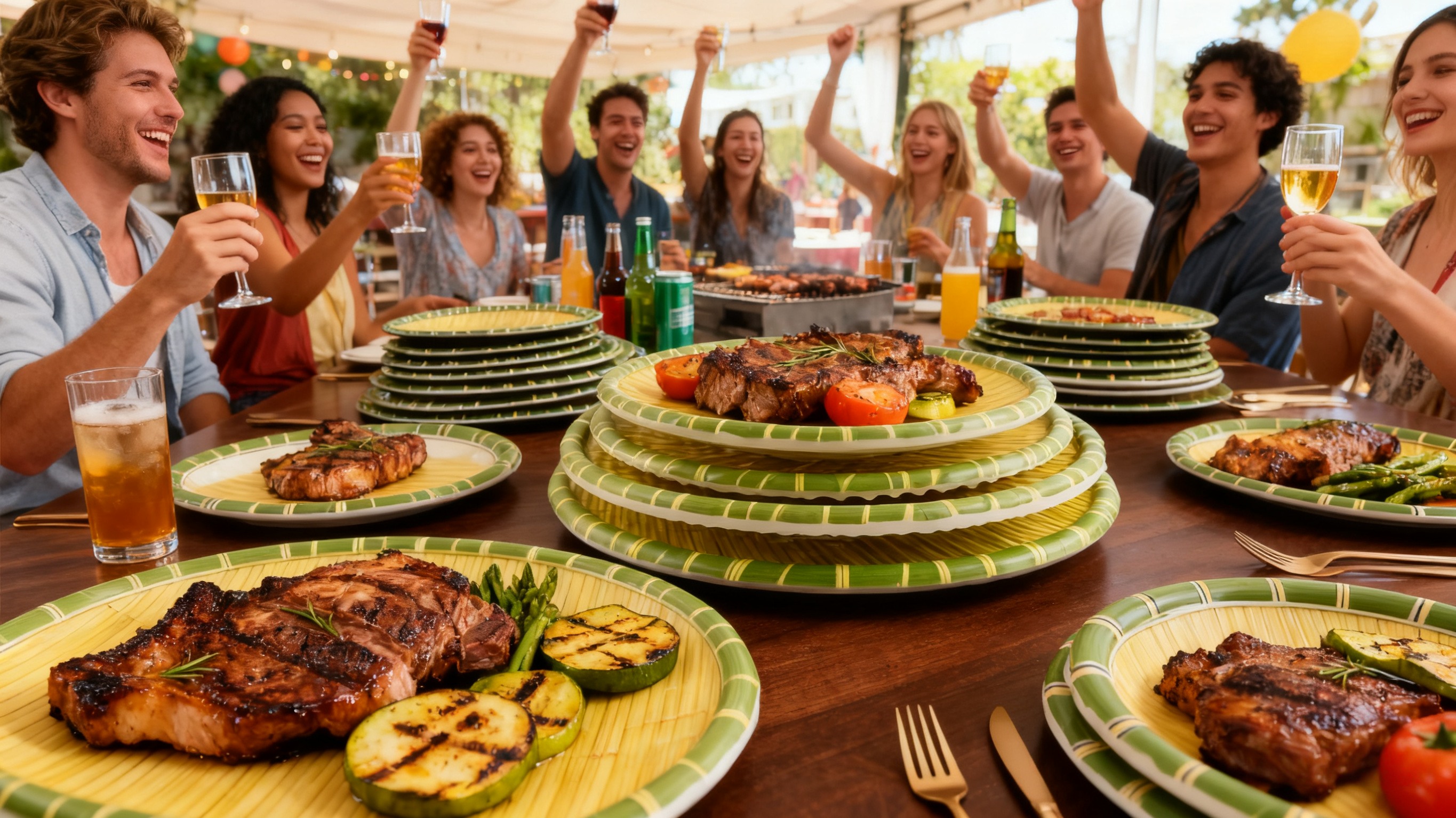 Bamboo-Inspired Melamine Plates