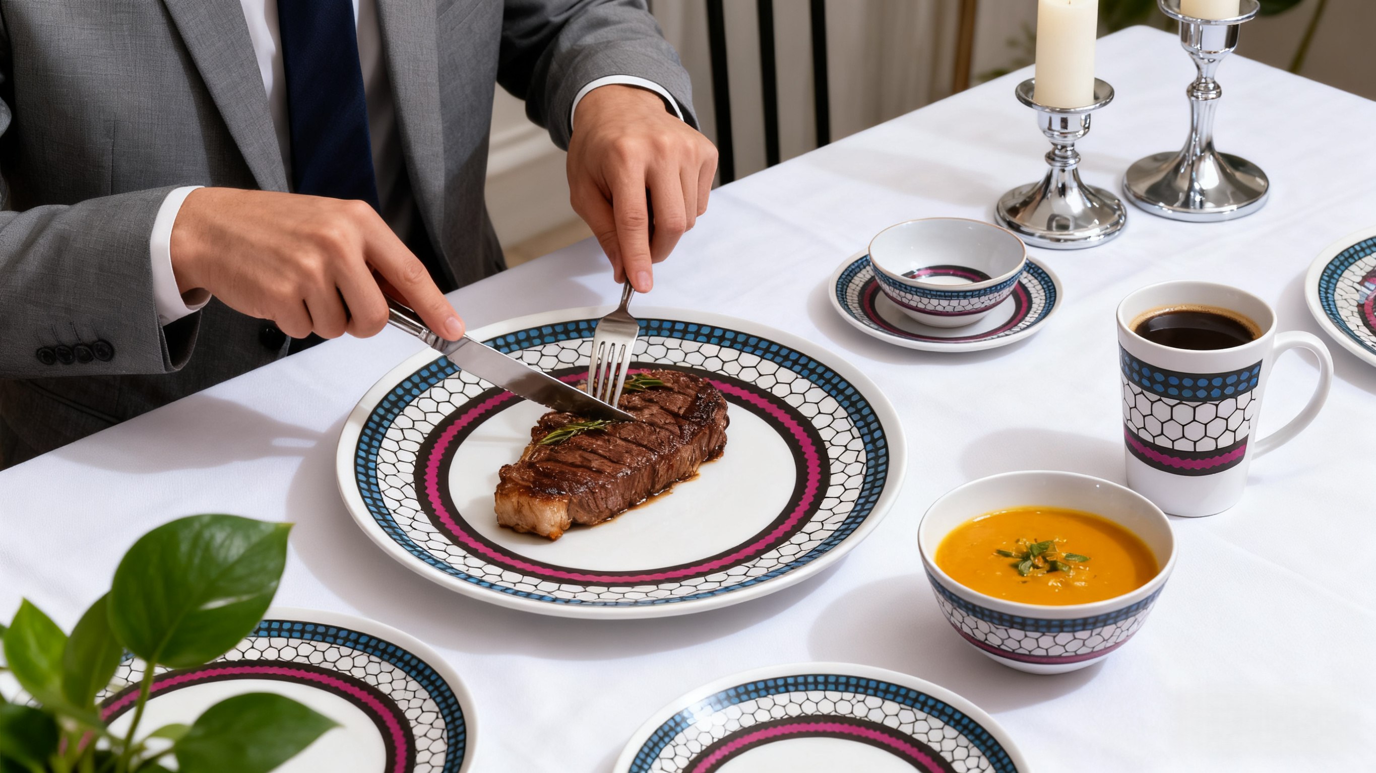 colourful dinner plates