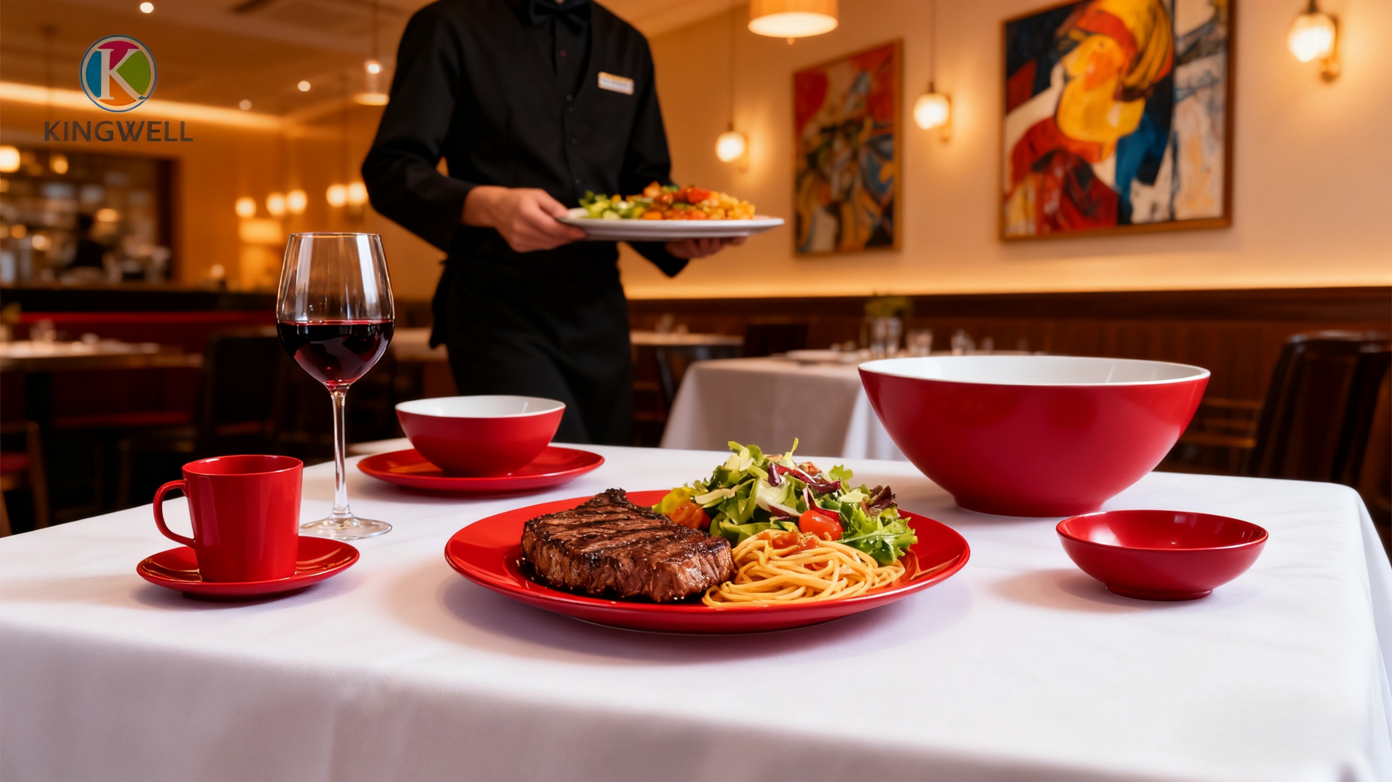 White and red dinner set