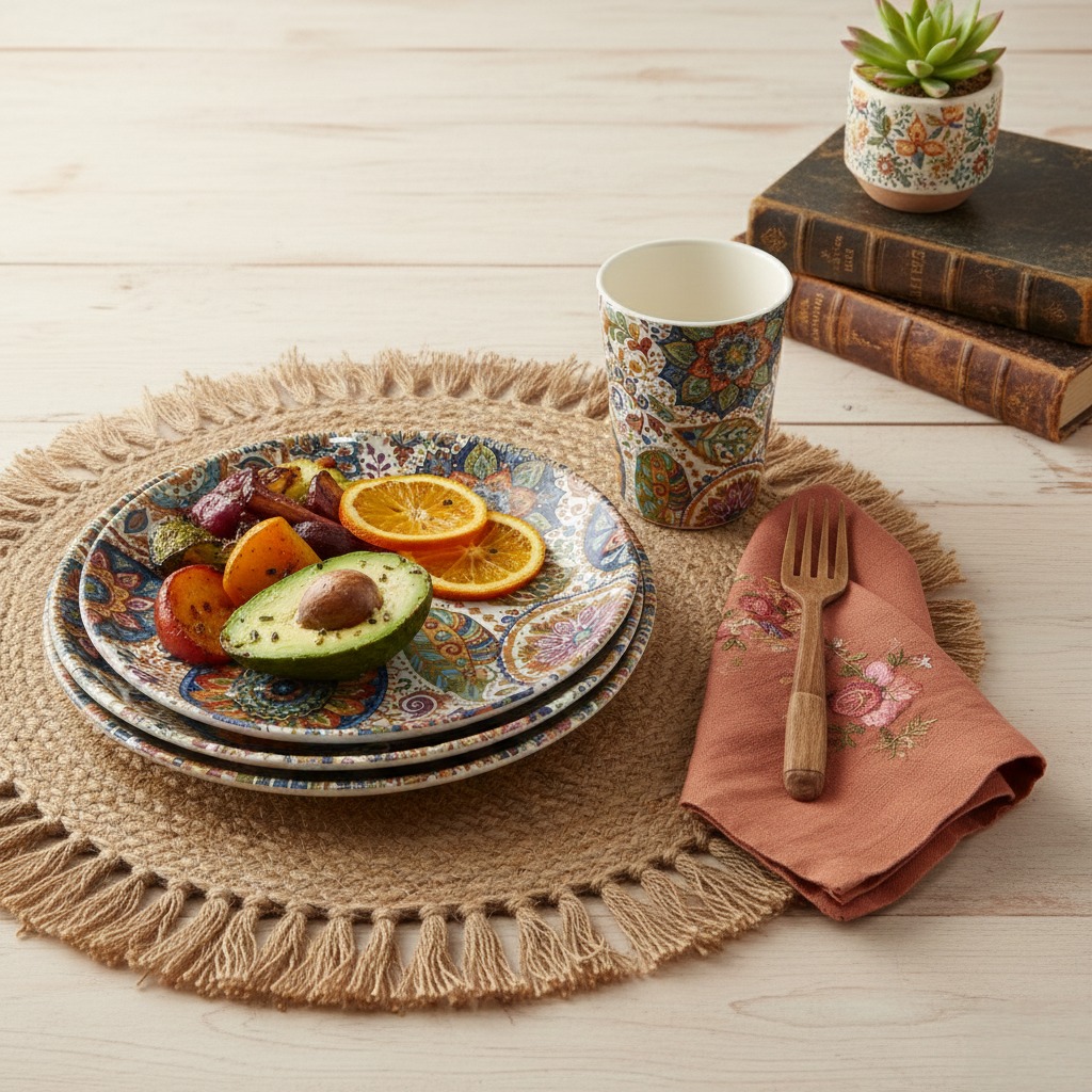 Bohemian style melamine dinnerware