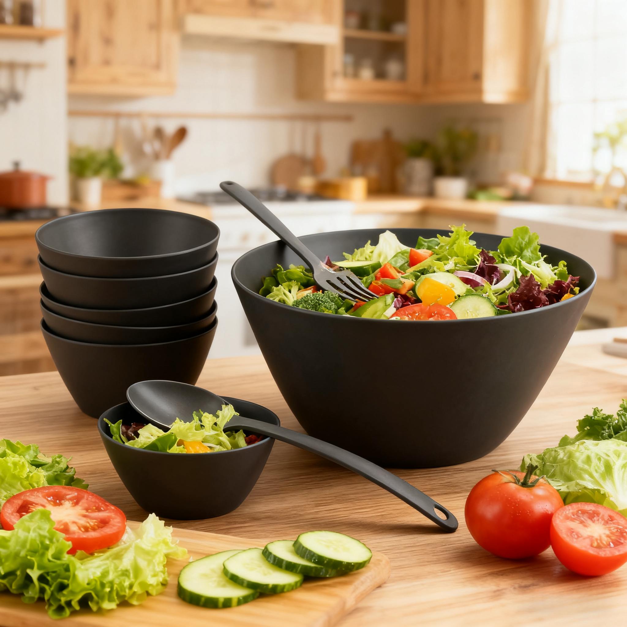bamboo fiber salad bowl set