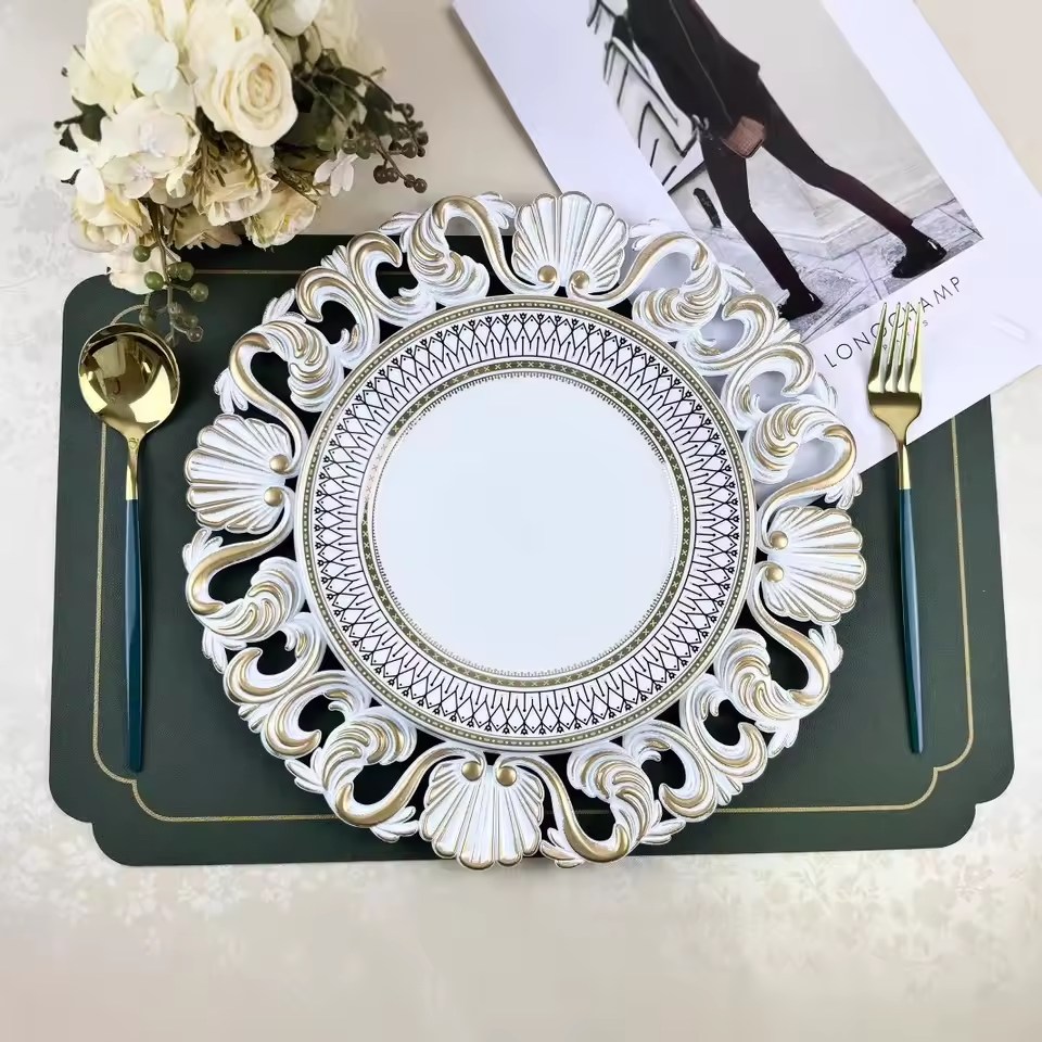 white charger plate