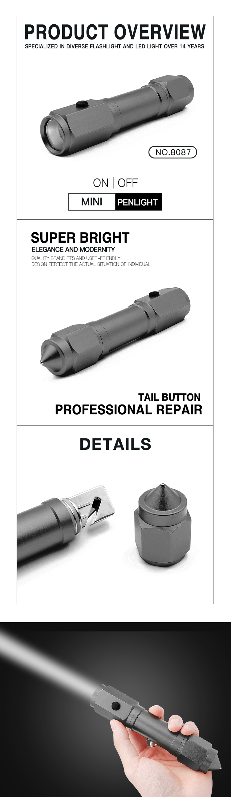 Mini 8 LED Flashlight