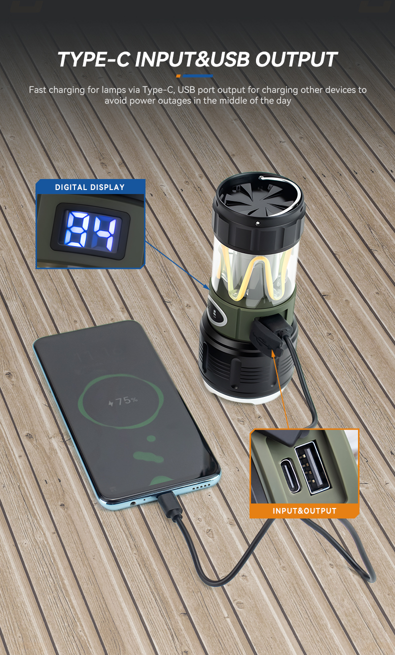 COB led camping flashlight