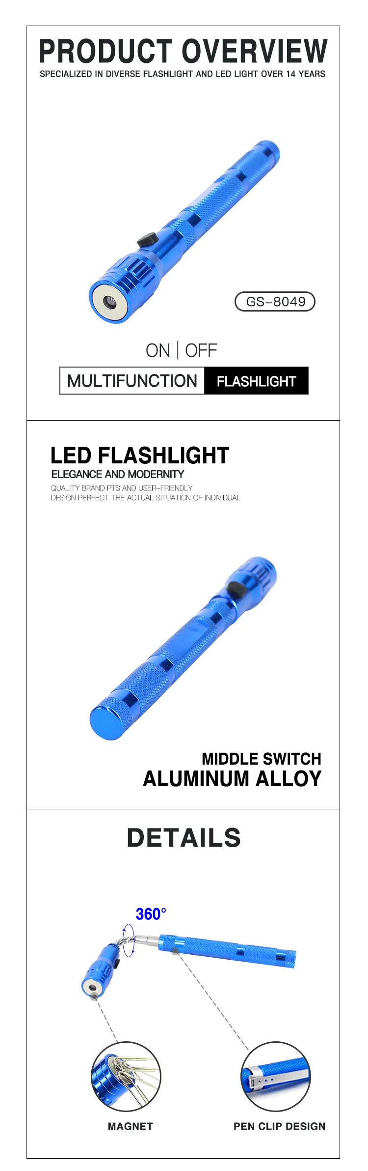1 led inspection flashlight
